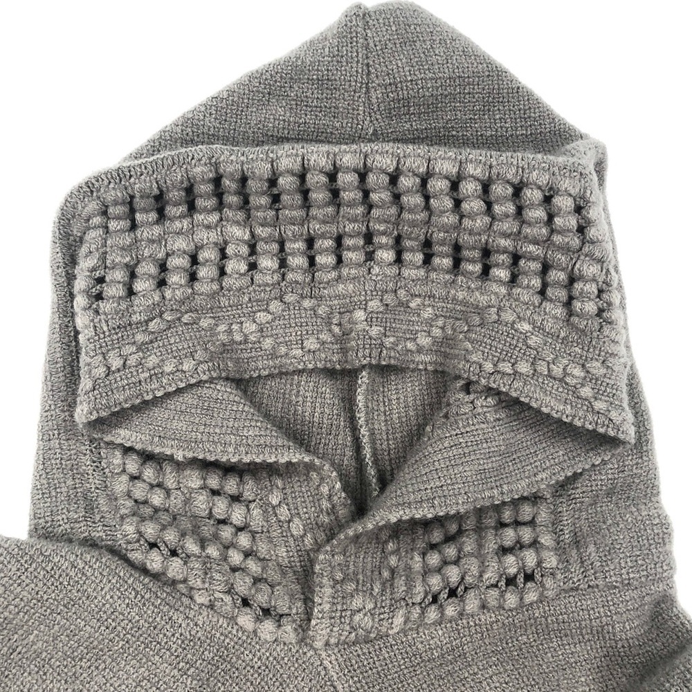 Steve Madden Hooded Poncho Knit Asymmetrical Hem Charcoal Gray Cozy Cabin Core - Picture 5 of 14